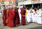 Group of Buddhist monks, Procession Nuwara Eliya, Sri Lanka Ceylon.