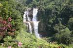 Double waterfall in Ramboda, around Nuwara Eliya, Sri Lanka Ceylon.