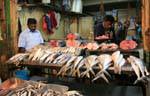 Fresh fish on the fishmonger's stall, Nuwara Eliya Market, Sri Lanka Ceylon.