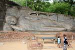 Lying in the rock carved Buddha, Gal Vihara, Polonnaruwa, Sri Lanka Ceylon.