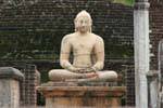 Buddha lotus in front of the stupa inside the Vatadage, Polonnaruwa, Sri Lanka Ceylon.