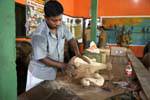 Manufactures wooden objects in Polonnaruwa, Sri Lanka Ceylon.