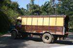 Truck struggling in a corner, Avissawella-Hatton-Nuwara Eliya Highway, Sri Lanka Ceylon.