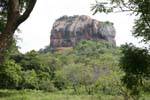 View of the Sigiriya rock from the road Moragasweva Illukwewa, Sri Lanka Ceylon.