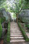 Sigiriya, balls stairs between rocks at the foot of the rock, Sri Lanka Ceylon.