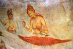 Table showing apsaras or noblewomen, Sigiriya Maidens, Sri Lanka Ceylon.