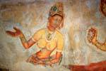 Used paint made of clay with different colors, Sigiriya Frescoes, Sri Lanka Ceylon.