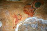 Fragment recalling cave paintings of Ajanta in India, Sigiriya, Sri Lanka Ceylon.