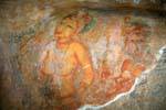 Fragment of painted rock gallery where the ladies of Sigiriya, Sri Lanka Ceylon.