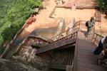 Iron stairs up to the rock from the lion statue, Sigiriya, Sri Lanka Ceylon.