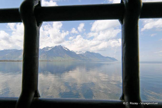 View of Lake Geneva, Chillon Castle, Montreux - Switzerland