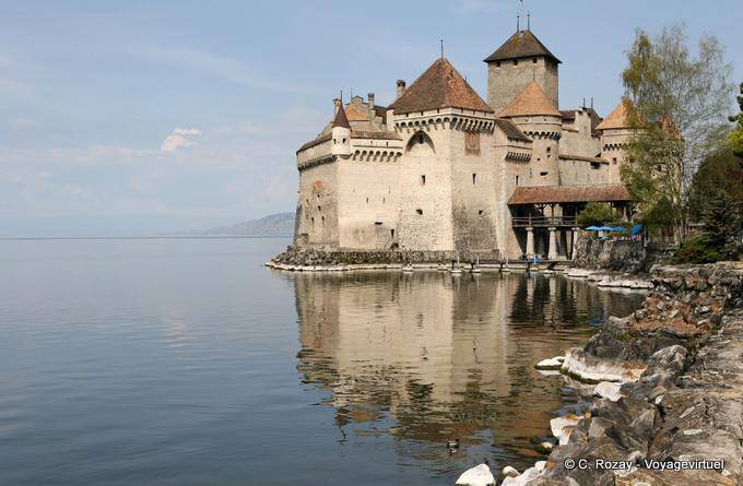View from the banks of the lake, Chillon Castle, Montreux - Switzerland