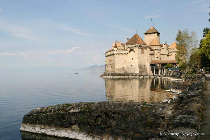 View of Chillon Castle Site - Switzerland