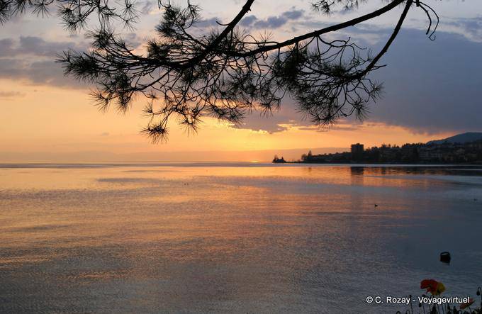 Gusts on the lake at sunset, Montreux - Switzerland