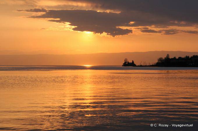 Golden reflections on Lake Geneva, Montreux - Switzerland