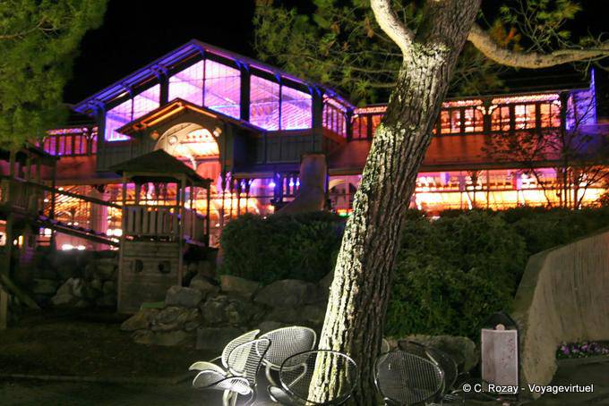 The lit Covered Market, exterior view, Montreux - Switzerland