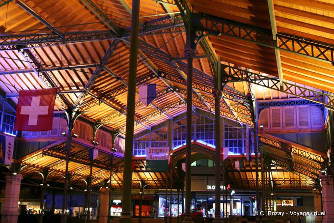 The architecture of Hall of Montreux, steel structure so Baltard - Switzerland