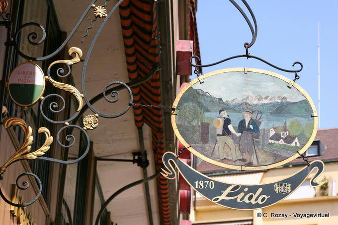 Freedom and homeland, old sign, Vevey - Switzerland