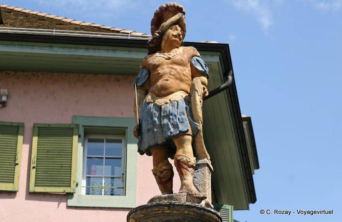 Rue St. Martin Center, polychrome statue, Vevey - Switzerland