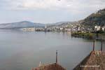 Panorama of Montreux, Chillon Castle, Switzerland.