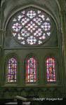 Rose window and stained glass windows of the cathedral, Lausanne, Switzerland.