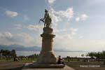 Statue of William Tell lake front Montbenon, Lausanne, Switzerland.