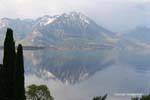 Snow and mountains in Lake Geneva, Switzerland.