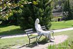 Another view of the woman with sunglasses, bronze George Segal, Martigny, Gianadda foundation, Switzerland.