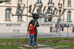 The boy and the statue of Charlie Chaplin, Vevey, Switzerland.