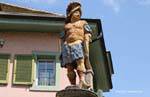 Rue St. Martin Center, polychrome statue, Vevey, Switzerland.