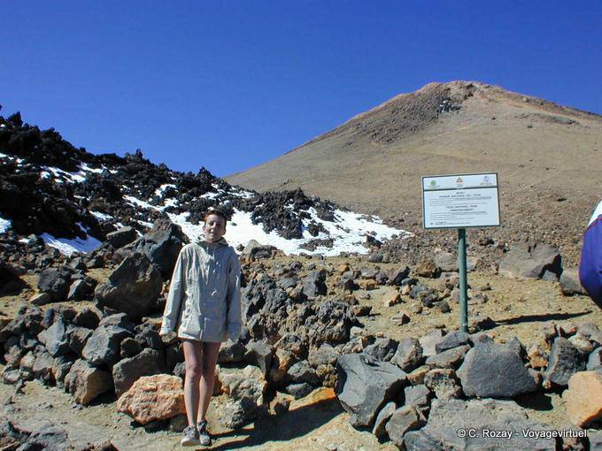 Cold, walk on the volcano Teide, Tenerife