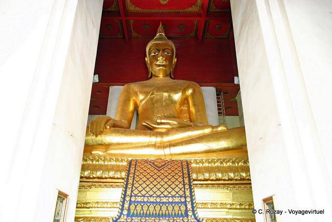 The main Buddha in classical posture submit Mara, Wat Choeng Phanan, Ayutthaya - Thailand