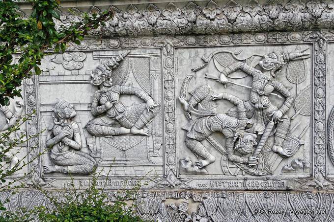 Battle scenes, Wat Choeng Phanan, Ayutthaya - Thailand