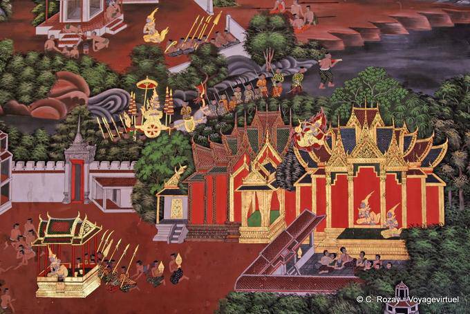 Scene from the Life of Siam, Wat Choeng Phanan, Ayutthaya - Thailand