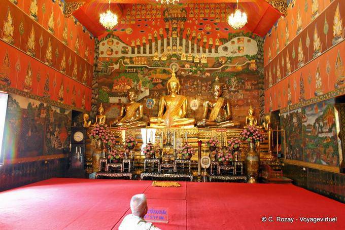 Old Buddha image in ubosoth, Wat Choeng Phanan, Ayutthaya - Thailand