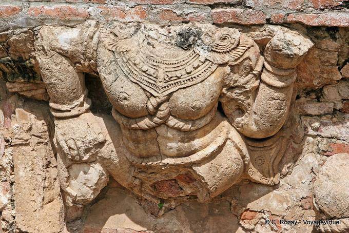 Close-up on Frieze sculpture, Wat Raj Burana, Ayutthaya - Thailand