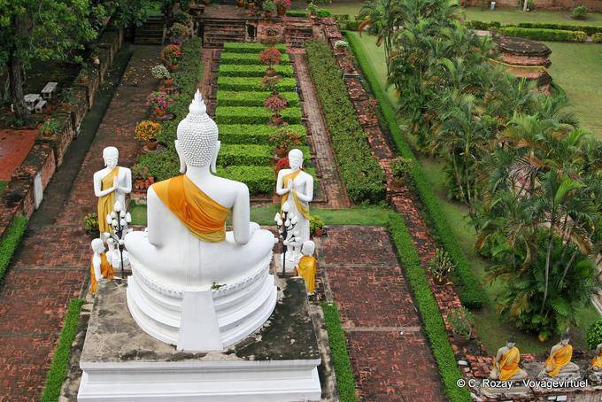 Prayer in the Garden, Wat Yai Chai Mongkol, Ayutthaya - Thailand