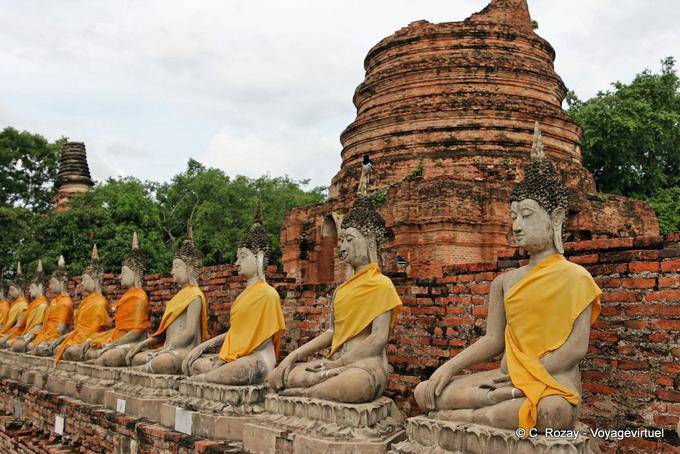 Bhumisparsa row of Buddhas, Wat Yai Chai Mongkol, Ayutthaya - Thailand