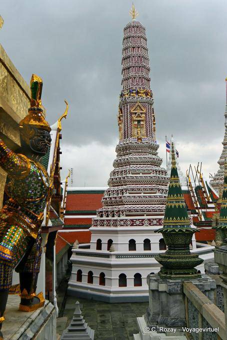 Small ornate prang, Wat Phra Kaew, Bangkok - Thailand