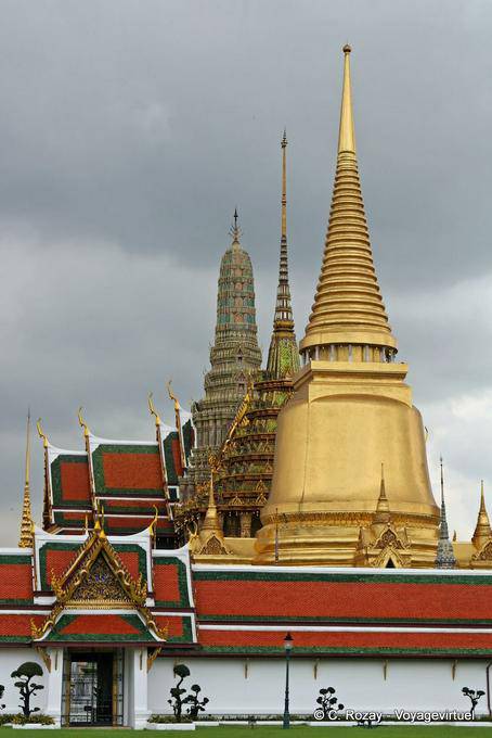 Three architectures pointed skyward, Wat Phra Kaew, Bangkok - Thailand