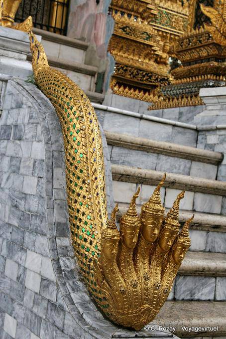Naga snake with five heads, Wat Phra Kaew, Bangkok - Thailand