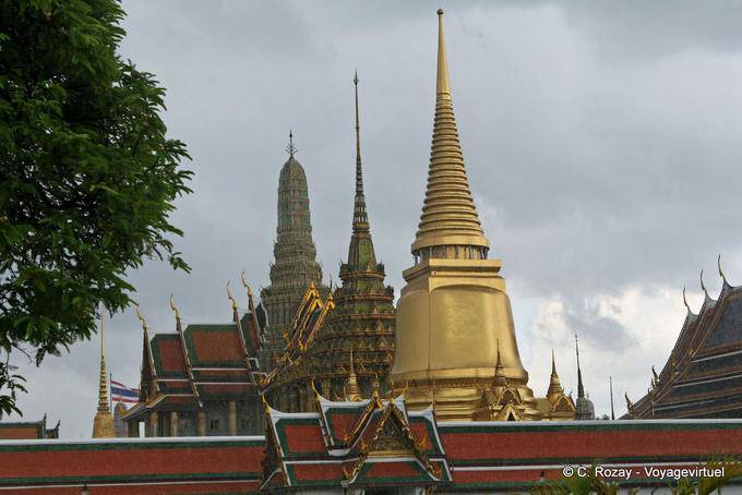 Stupas and aligned prang, Wat Phra Kaew, Bangkok - Thailand