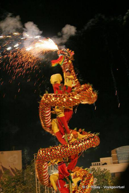 Acrobatics and fireworks, Chiang Mai - Thailand