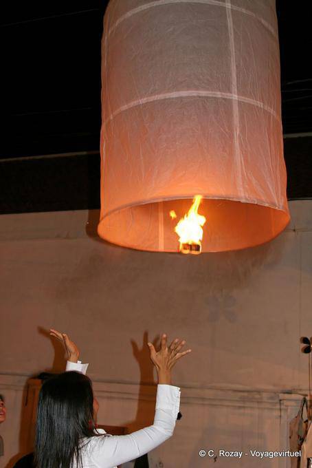 Let go of a flying lantern, Chiang Mai - Thailand