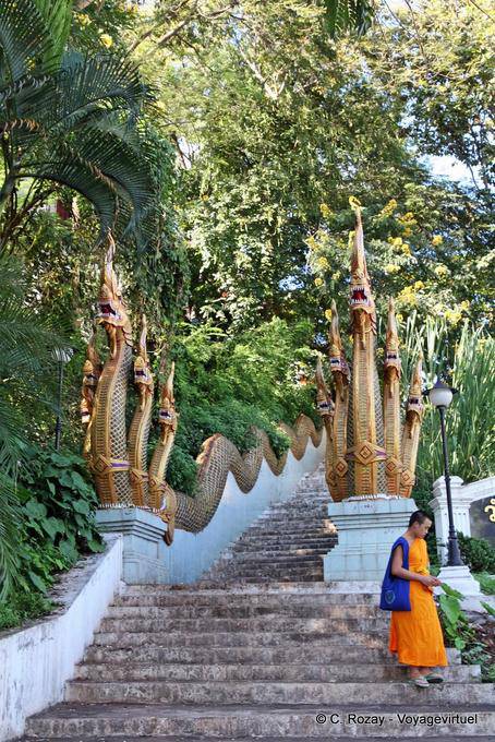 Stairs to the Nagas Phrathat Doi Suthep, Chiang Mai Temple - Thailand