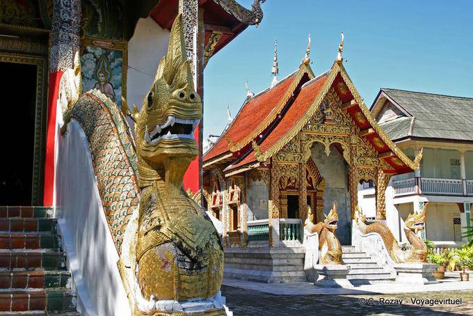 Naga and small viharn, Wat Chedi Luang, Chiang Mai - Thailand