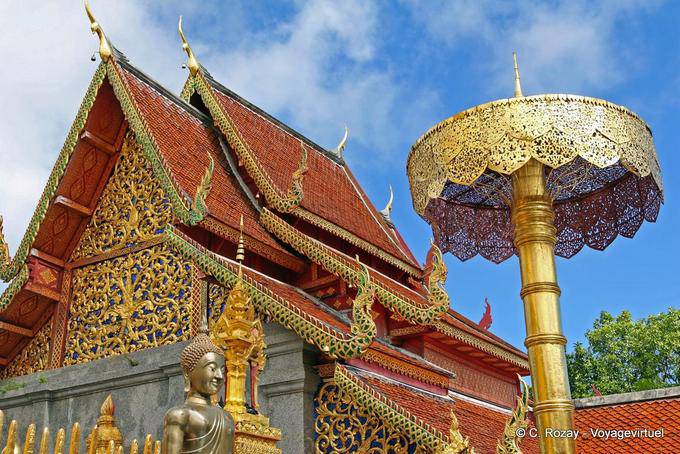 Rich decoration and gold umbrella, Wat Doi Suthep, Chiang Mai - Thailand