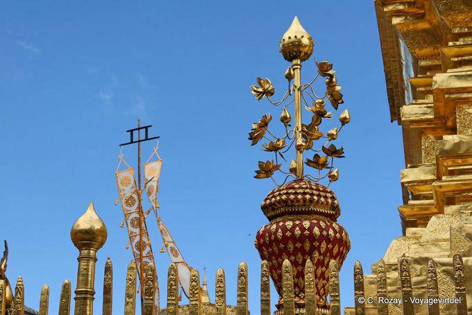 Decorative elements in front of the chedi, Wat Doi Suthep, Chiang Mai - Thailand