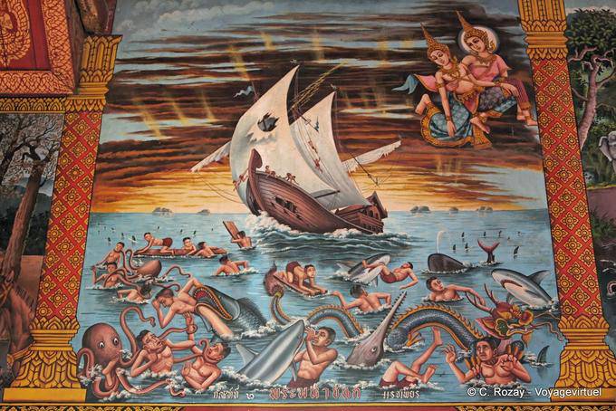 Shipwreck scene, Wat Phra Singh, Chiang Mai - Thailand
