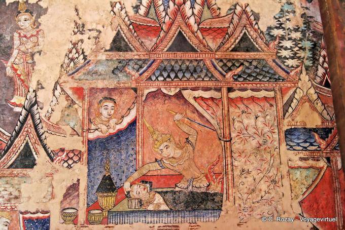 Murals inside Wihan Lai Kham, Wat Phra Singh, Chiang Mai - Thailand